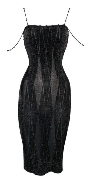 S/S 1999 Christian Dior by John Galliano Sheer Black Gold Midi Dress
