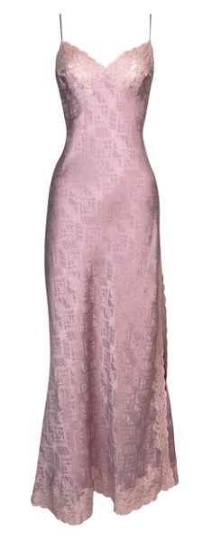 F/W 1999 Christian Dior John Galliano Pink Silk Japanese High Slit Lace Dress