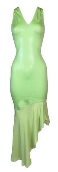 S/S 1995 Instante Gianni Versace Shiny Patent Look Green Mermaid Maxi Dress