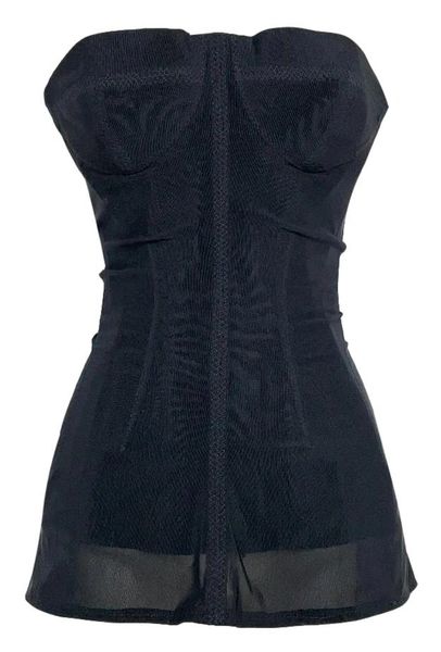 S/S 2001 Christian Dior John Galliano Haute Couture Black Mesh Corset Dress