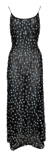 S/S 2004 Christian Dior by John Galliano Sheer Black Beaded Mesh Maxi Dress