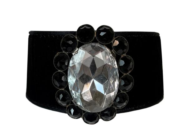 S/S 1993 Christian Dior Black Velvet Goth Princess Crystal Choker Necklace