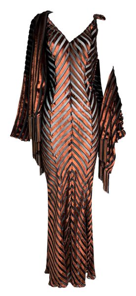 S/S 2000 Christian Dior John Galliano Sheer Bronze Dress & Jacket Set
