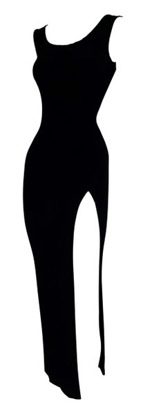 S/S 1992 Jean Paul Gaultier Super High Slit Black Bandage Bodycon Wiggle Dress