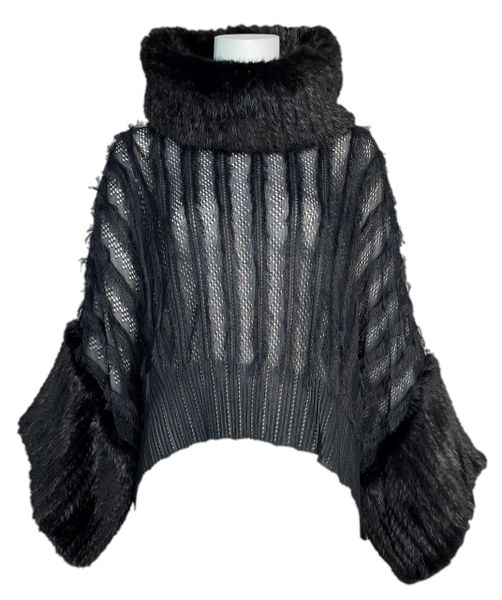 F/W 1999 Christian Dior John Galliano Sheer Black Knit Mink Sweater Top