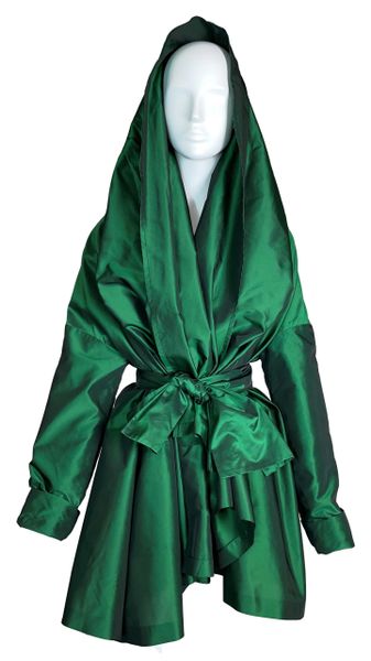 Vintage 1991 Dolce & Gabbana Emerald Green Satin Coat Dress