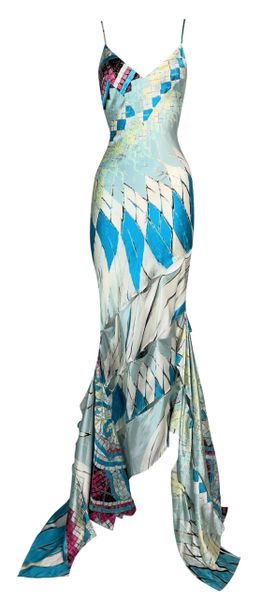 S/S 2004 Roberto Cavalli Runway Multi-Color Cut-Out Gown Dress