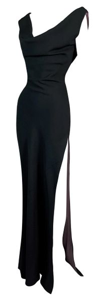 F/W 1997 Christian Dior John Galliano Runway Black High Slit Backless Dress