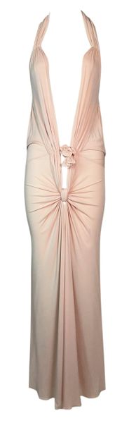 S/S 2003 Christian Dior John Galliano Plunging 20's Flapper Style Pink Maxi Dress