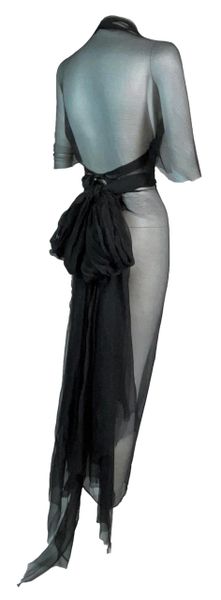 1990's Maison Martin Margiela Artisanal Sheer Black Japanese Wrap Dress w Bow