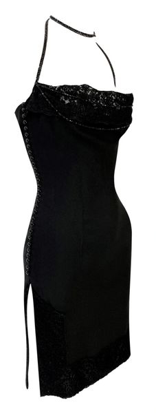 F/W 1997 Christian Dior John Galliano Chinoiserie Black Beaded Necklace Mini Dress