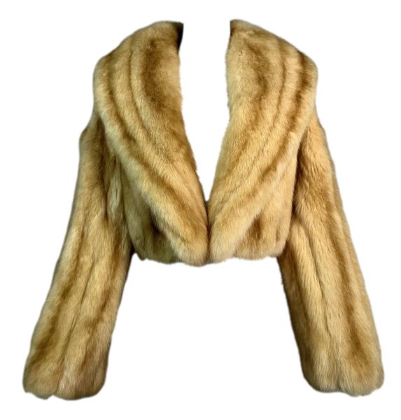 1990's Louis Feraud Golden Sable Fur Cropped Jacket Coat