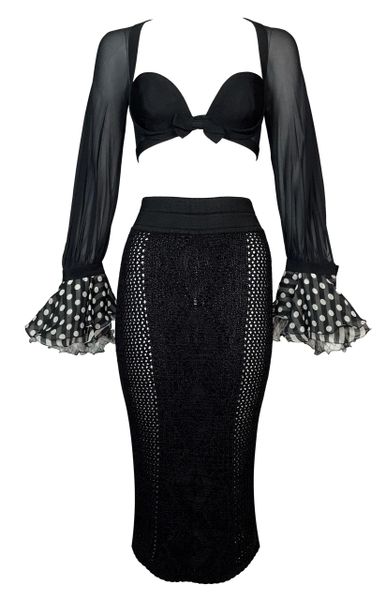 S/S 1993 Gianni Versace Runway Black & White Crop Top & Wiggle Bodycon Skirt