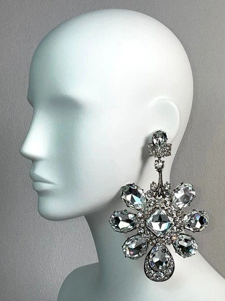 F/W 2004 Christian Dior by John Galliano Haute Couture Runway Huge Crystal Queen Earrings