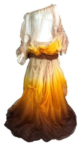 S/S 2006 Christian Dior by John Galliano Runway Sheer Nude Ombre Top & Skirt Set