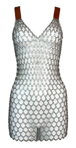S/S 2003 Dolce & Gabbana Silver Chainmail Metal Mesh Mini Dress