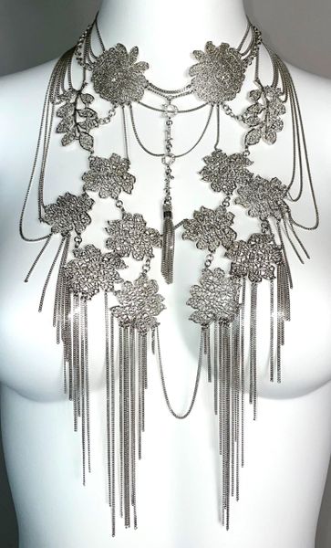 C. 2003 Christian Dior by John Galliano Large Silver Filagree Fringe Necklace