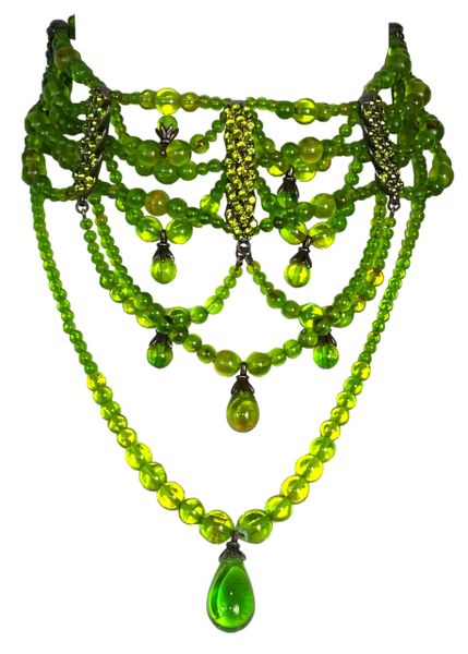 C. 2003 Christian Dior by John Galliano Green Beaded Choker Necklace