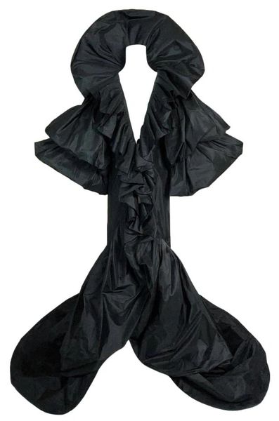 Vintage 1988 Bob Mackie Domino Black Satin Opera Coat Dress