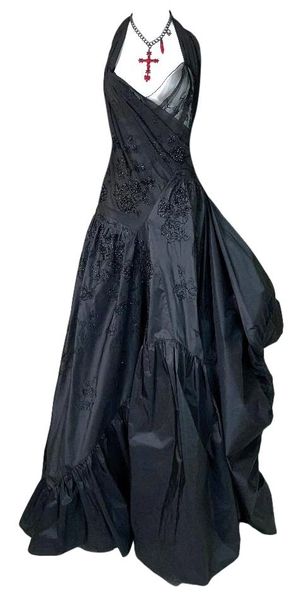 F/W 2006 Christian Dior by John Galliano Goth Princess Black Beaded Gown Dress