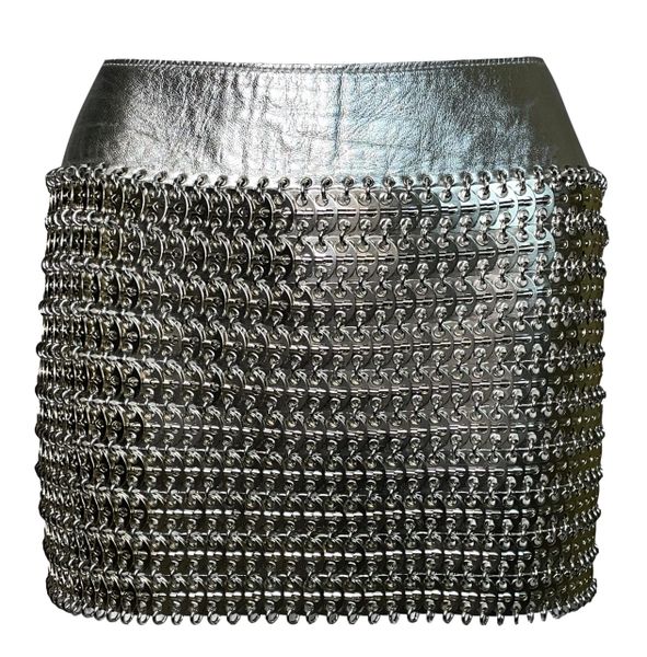 S/S 2003 Dolce & Gabbana Runway Silver Chainmail Metal Silver Mini Skirt