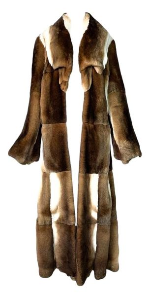 F/W 2000 Roberto Cavalli Runway Brown & Ivory Long Fur Coat