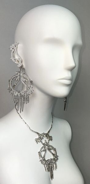 C. 2003 Christian Dior by John Galliano Haute Couture Huge Chinoiserie Earrings Necklace & Bracelet Set