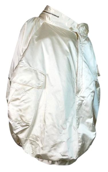 Early 2000's Dsquared2 Ivory Silk Satin Sleeveless Bubble Jacket Cape