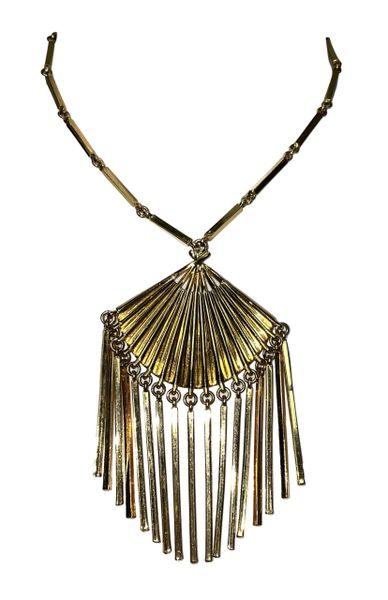 S/S 2001 Christian Dior by John Galliano Haute Couture Large Gold Japanese Fan Necklace
