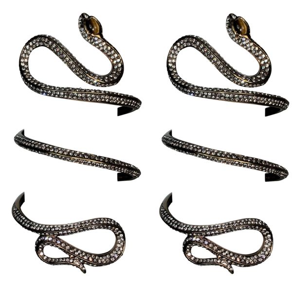 F/W 2003 Roberto Cavalli 2 Huge Bronze Serpent Snake Arm Cuff w Crystals