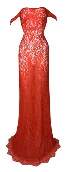 Vintage 1990's JPG by Jean Paul Gaultier Sheer Red Stretch Lace Maxi Dress