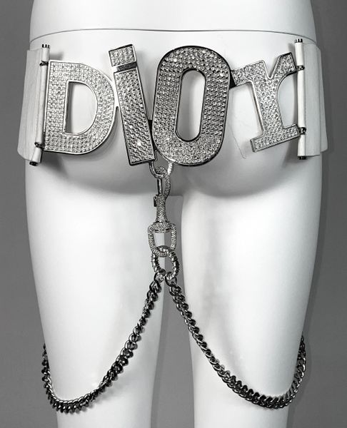 S/S 2003 Christian Dior by John Galliano Runway Huge Crystal Logo Chain Belt