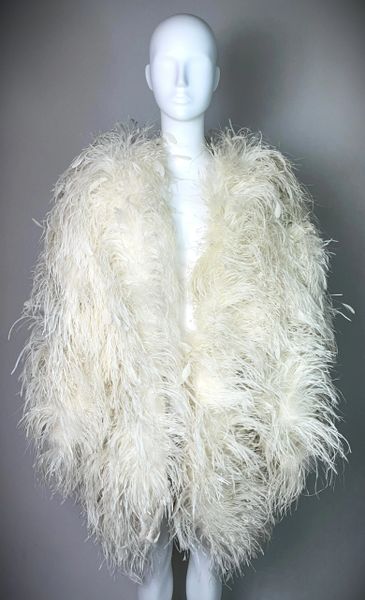 F/W 2005 Roberto Cavalli Runway Ivory Large Feather Plume Coat Jacket