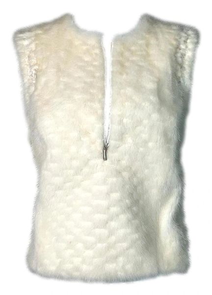 F/W 1999 Gianni Versace Runway Ivory Mink Fur Vest Top