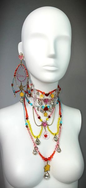 F/W 2001 Christian by John Galliano Haute Couture Crystal Candy Large Choker Necklace & Earring Set