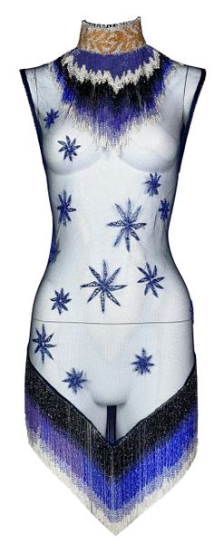 S/S 1998 Givenchy Couture Alexander McQueen Runway Native American Beaded Sheer Mini Dress