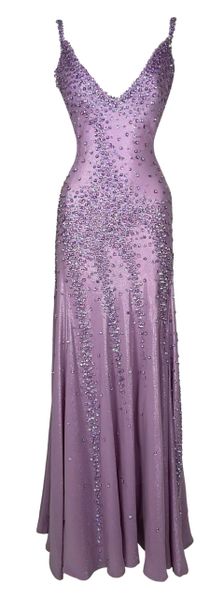 S/S 1995 Atelier Versace by Gianni Runway Lavender Crystal Plunging Gown Dress