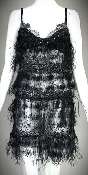 S/S 2006 Roberto Cavalli Runway Sheer Black Mesh & Lace Embellished Mini Dress