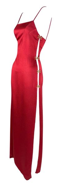 F/W 1997 Christian Dior by John Galliano Runway Red Asian Open Sides Maxi Dress