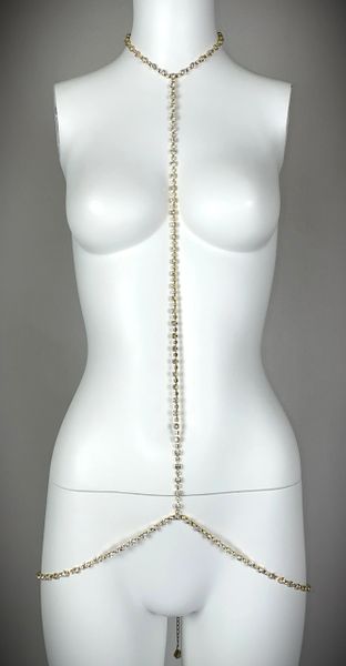 S/S 2000 Roberto Cavalli Runway Large Gold Crystal Body Chain Necklace