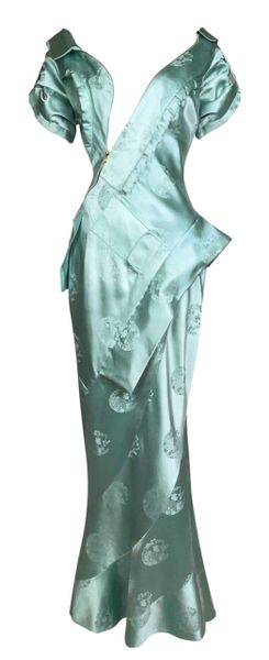 S/S 2000 Christian Dior by John Galliano Runway Blue Chinoiserie Gown Dress