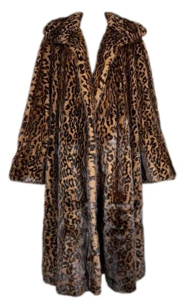 F/W 1989 Gianfranco Ferre Leopard Mink Fur Long Swing Coat