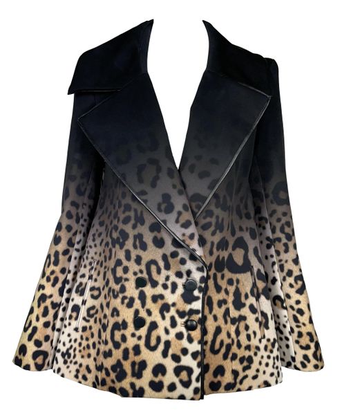 F/W 2007 Givenchy Haute Couture Runway Black & Leopard Ombre Swing Coat Jacket