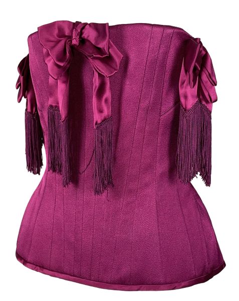 S/S 2004 John Galliano Hot Pink Strapless Corset Bustier Bow Top