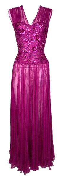 S/S 2010 Christian Dior by John Galliano Runway 1940's Vixen Pin-Up Sheer Hot Pink Silk Maxi Dress