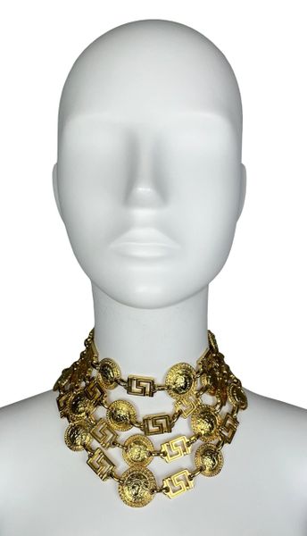 F/W 1992 Gianni Versace Runway Huge Gold Layered Chain Choker Necklace