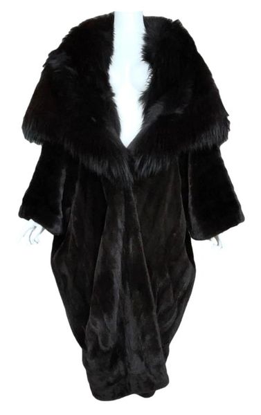 1998 John Galliano RARE "Casanova" 1920's Style Black Fox & Mink Fur Long Opera Coat