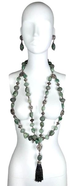 F/W 1998 Christian Dior by John Galliano Runway Large Stone & Crystal Roses Necklace & Earrings Set