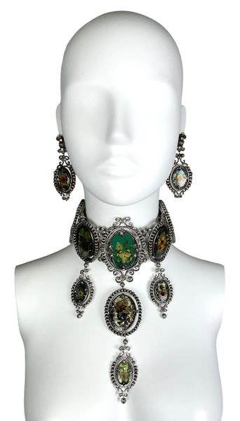 F/W 1998 Christian Dior by John Galliano Runway Large Cameo Choker Necklace & Earrings Set