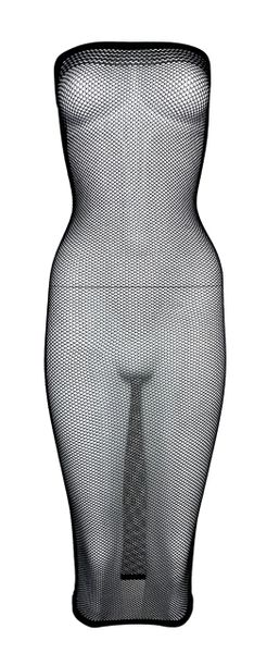 2000's Jean Paul Gaultier Sheer Black Fishnet Strapless Bodystocking Dress